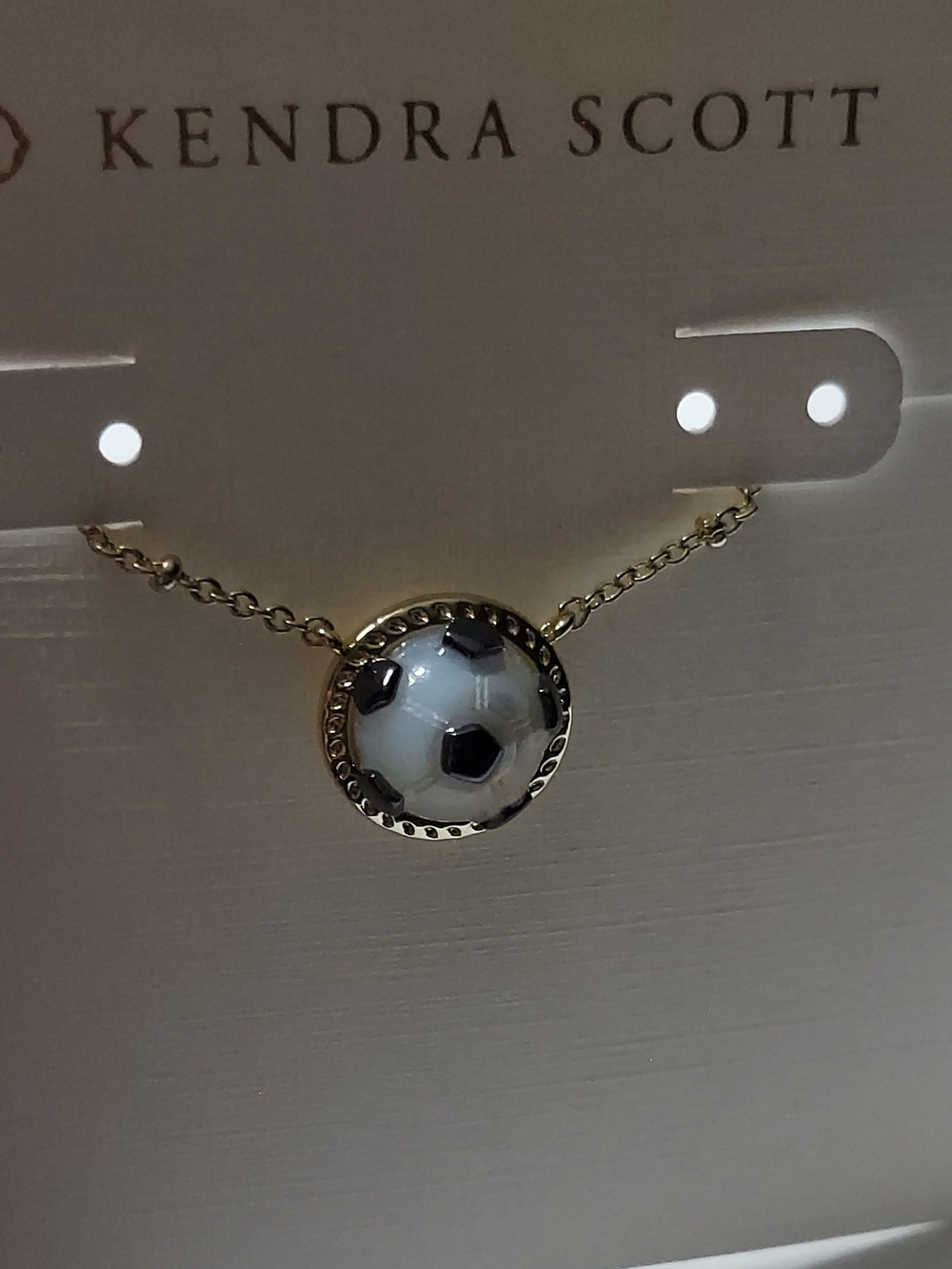 Kendra Scott Gold Soccer Ball Pendant Necklace - White & Black